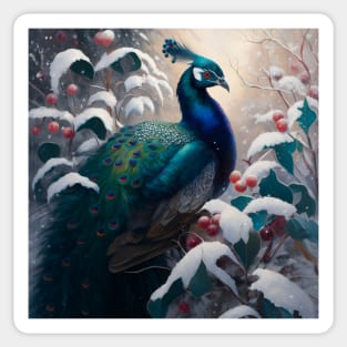 Winter Peacock Sticker
